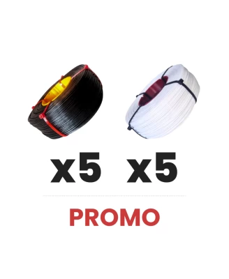 Pack x10 - Refill PETG Blanc x5 + Refill PETG Noir x5 - 1kg - 1.75mm