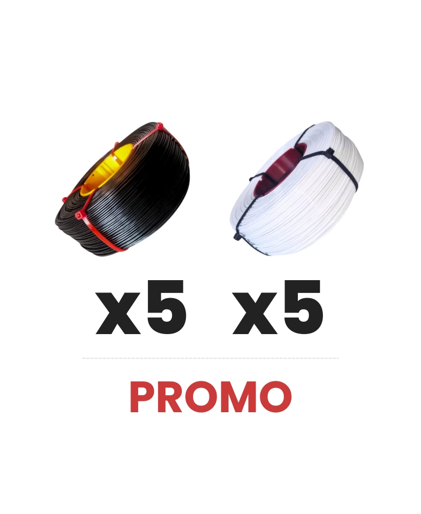 Pack x10 - Refill PETG White x5 + Refill PETG Black x5 - 1kg - 1.75mm