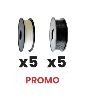 Pack x10 - PLA+ Blanc x5 + PLA+ Noir x5 - 1kg - 1.75mm