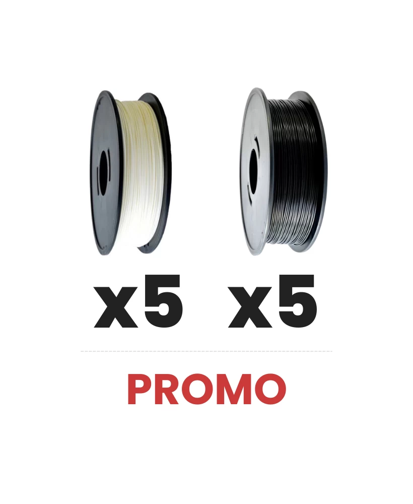 Pack x10 - PLA+ Blanc x5 + PLA+ Noir x5 - 1kg - 1.75mm Pack x10 - PLA+ Blanc x5 + PLA+ Noir x5 - 1kg - 1.75mm