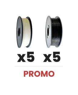 Pack x10 - PLA+ Blanc x5 + PLA+ Noir x5 - 1kg - 1.75mm