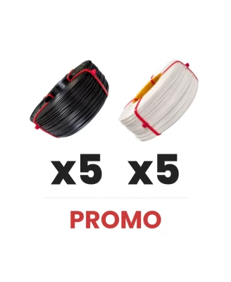 Pack x10 - Refill PLA+ Blanc x5 + Refill PLA+ Noir x5 - 1kg - 1.75mm