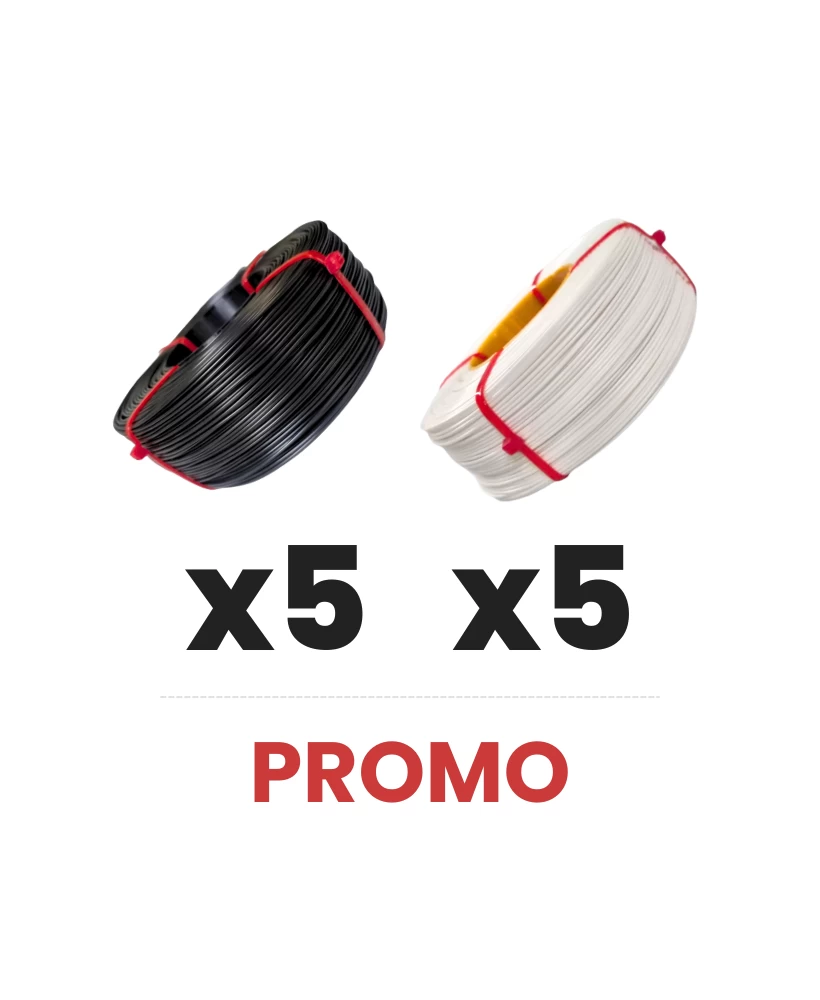Pack x10 - Refill PLA+ Blanc x5 + Refill PLA+ Noir x5 - 1kg - 1.75mm Pack x10 - Refill PLA+ Blanc x5 + Refill PLA+ Noir x5 - 1kg - 1.75mm