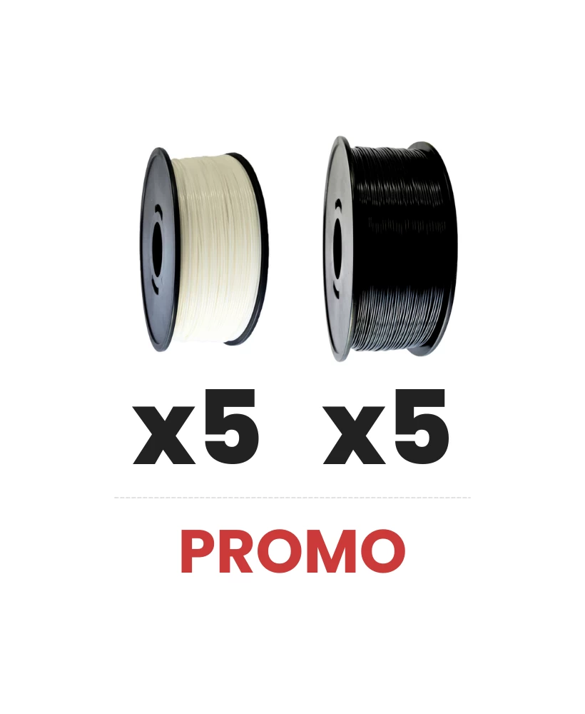 Pack x10 - ABS Blanc x5 + ABS Noir x5 - 900g - 1.75mm Pack x10 - ABS Blanc x5 + ABS Noir x5 - 900g - 1.75mm