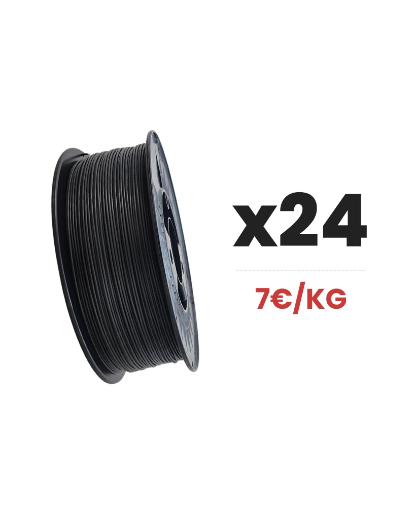 Pack x24 PLA PHA Noir - 1kg 1.75mm - Filament Impression 3D